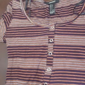 Cute striped forever21 long sleeve bodysuit